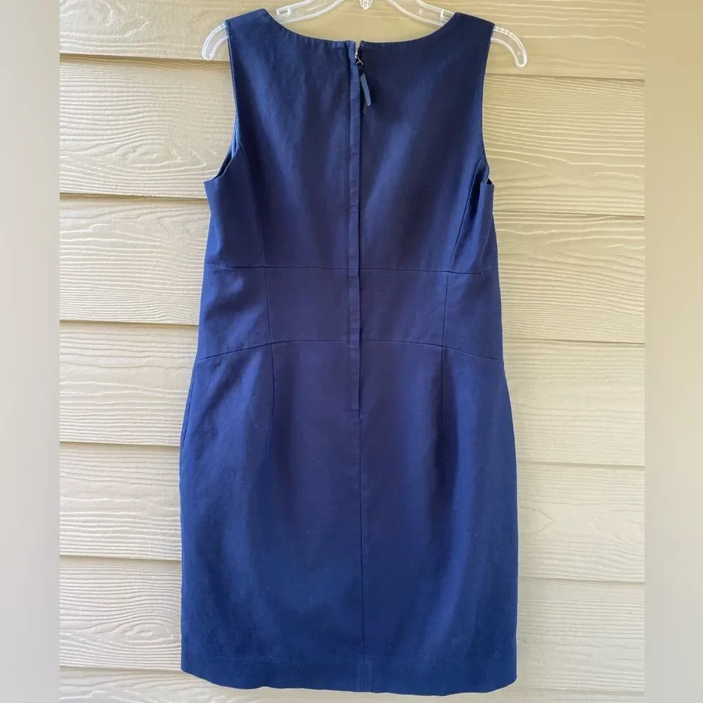 J.Crew Allura Navy Blue Superfine Cotton Lined Sleeveless Shift Dress Size 10
